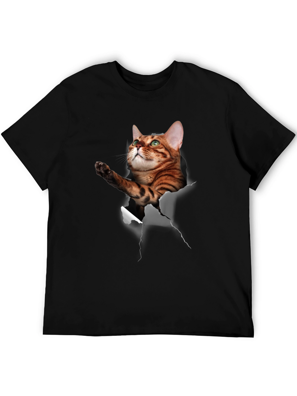 3D Cat Print Crew Neck T-Shirt