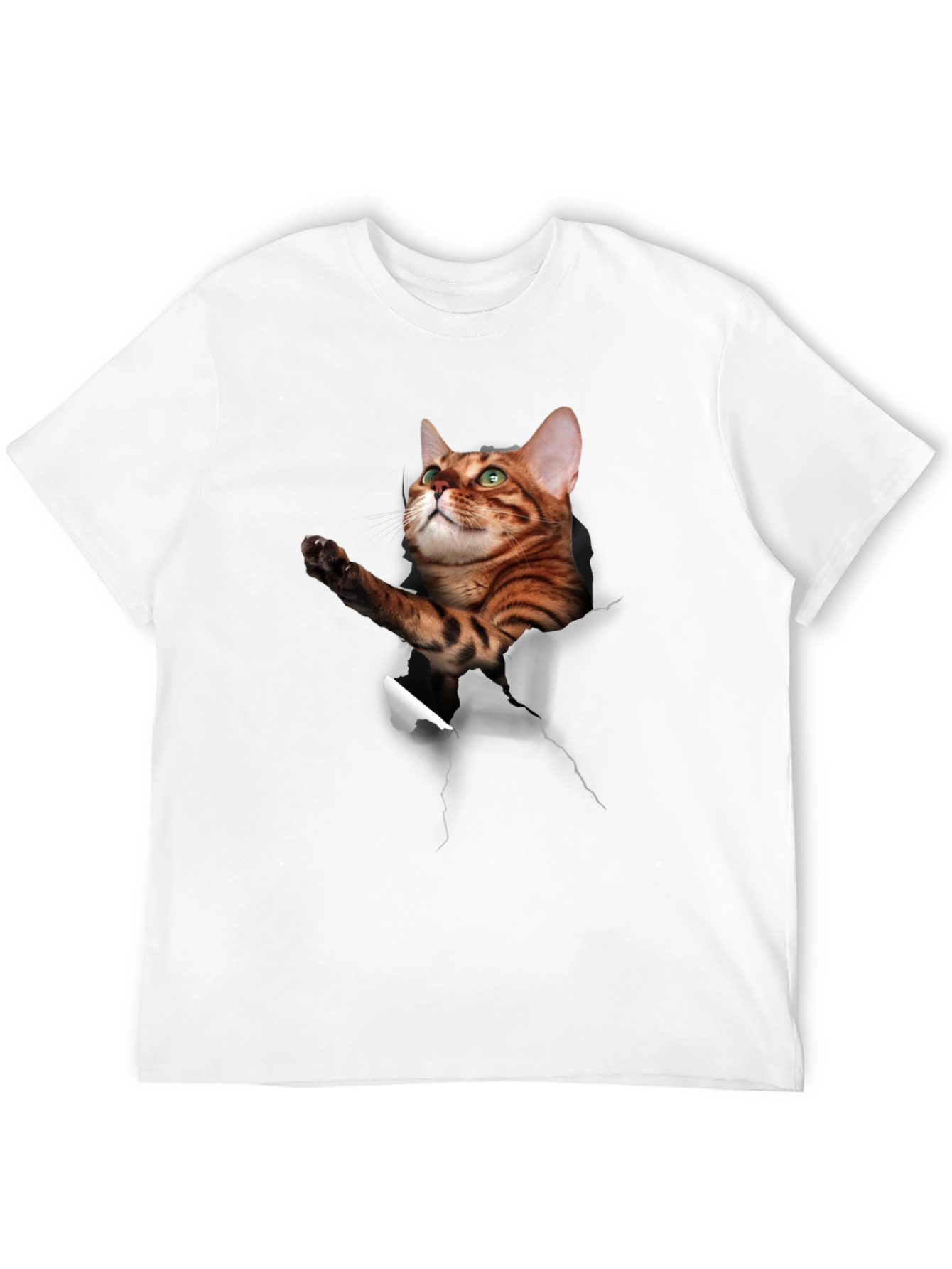 3D Cat Print Crew Neck T-Shirt