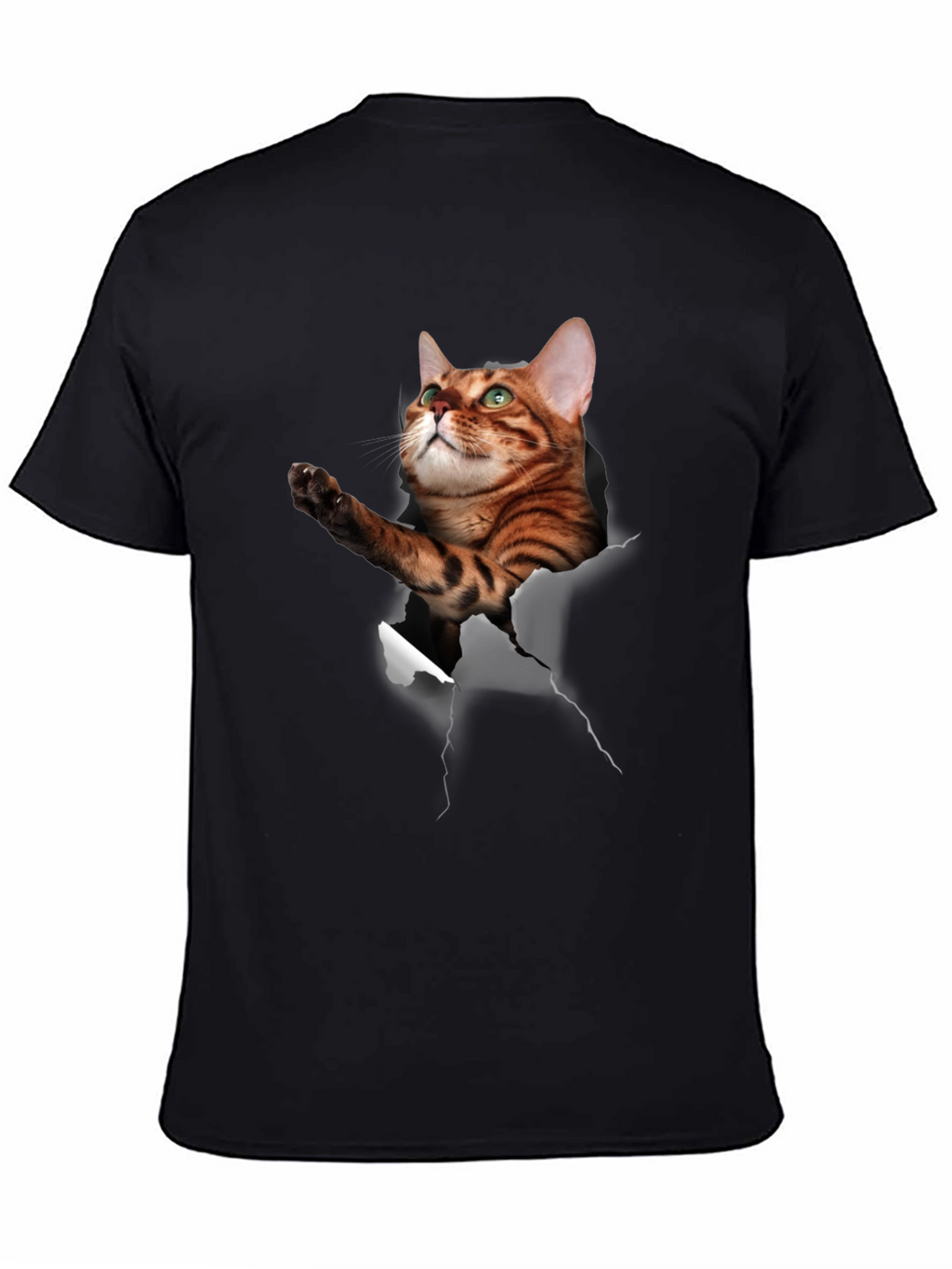 3D Cat Print Crew Neck T-Shirt