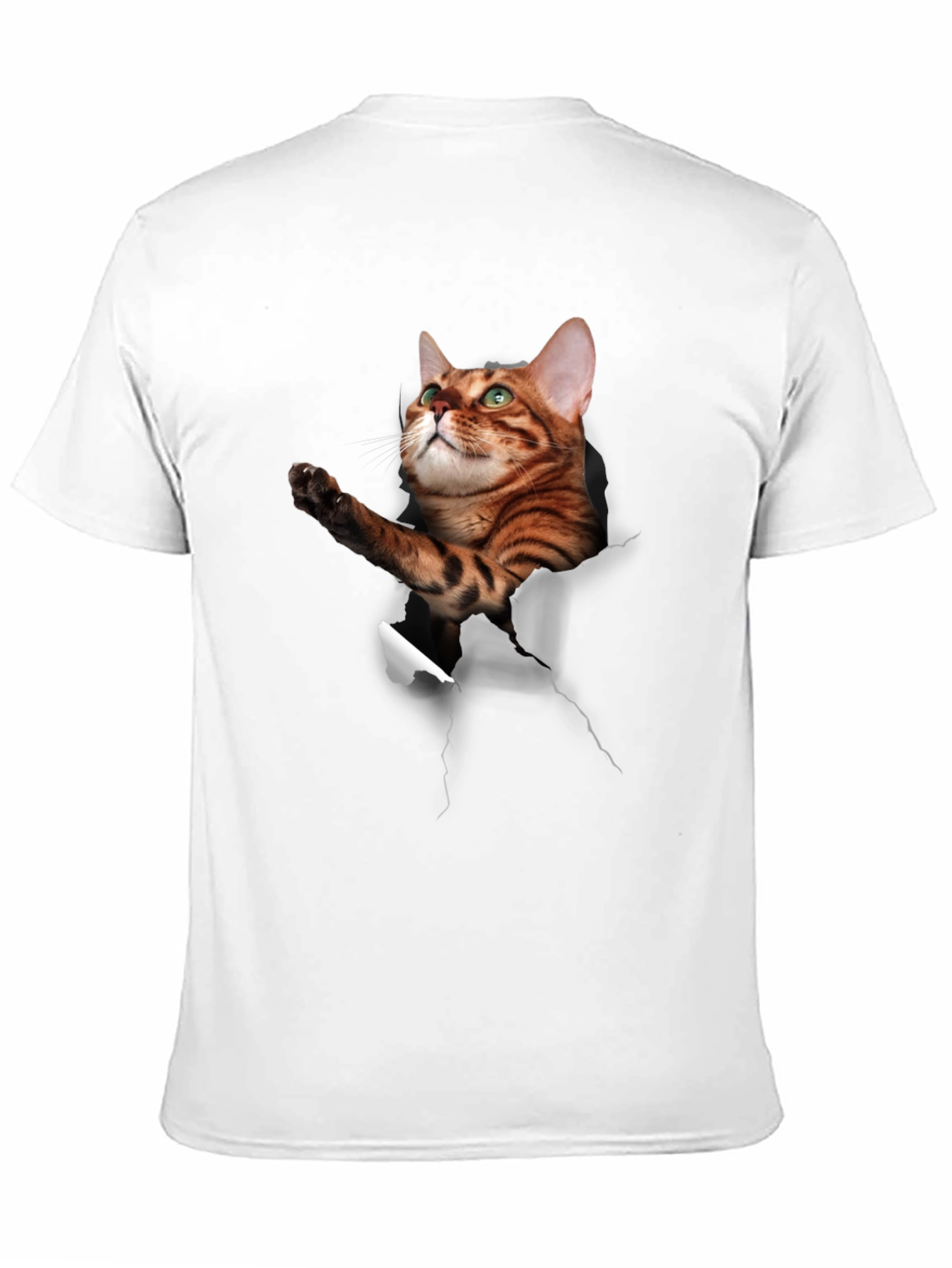 3D Cat Print Crew Neck T-Shirt
