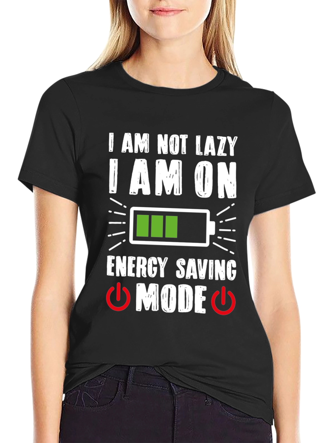 Funny Energy Saving Mode Graphic T-Shirt