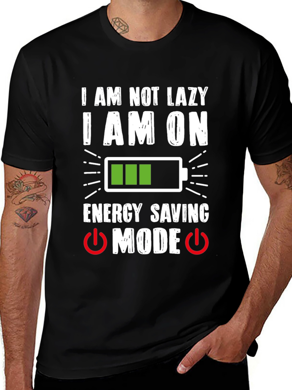 Funny Energy Saving Mode Graphic T-Shirt