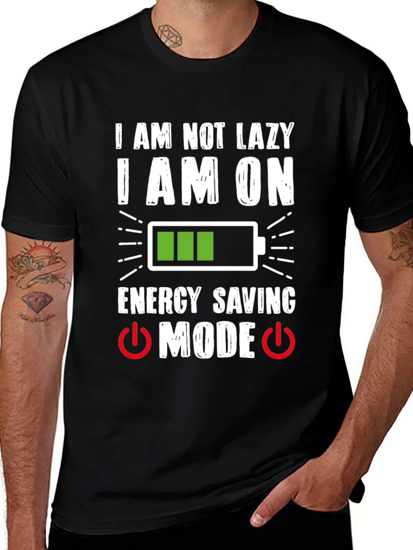 Funny Energy Saving Mode Graphic T-Shirt