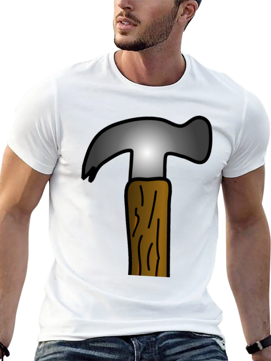 Hammer Graphic Tee - Cartoon Tool Design