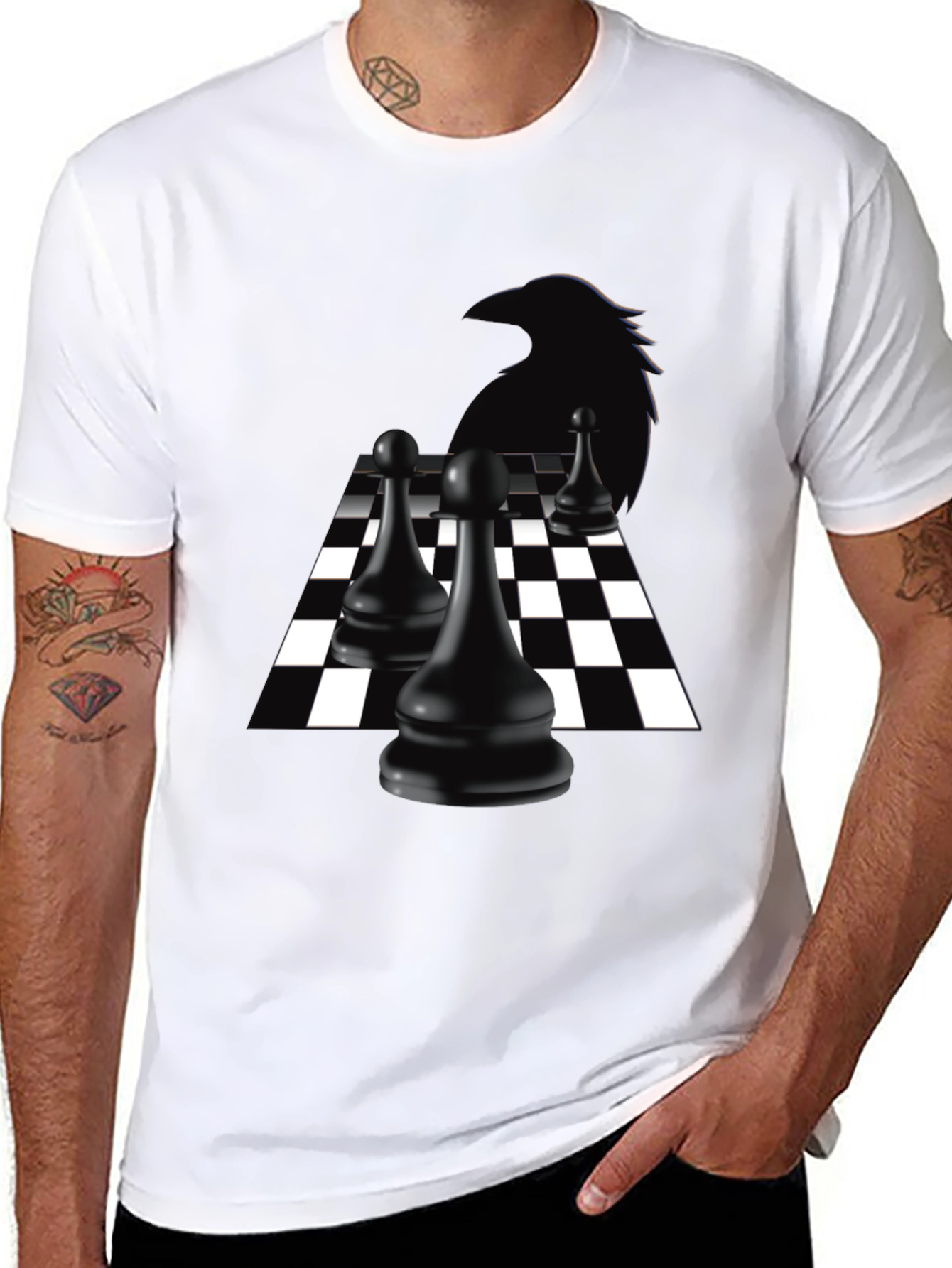Raven Chess T-Shirt - Black