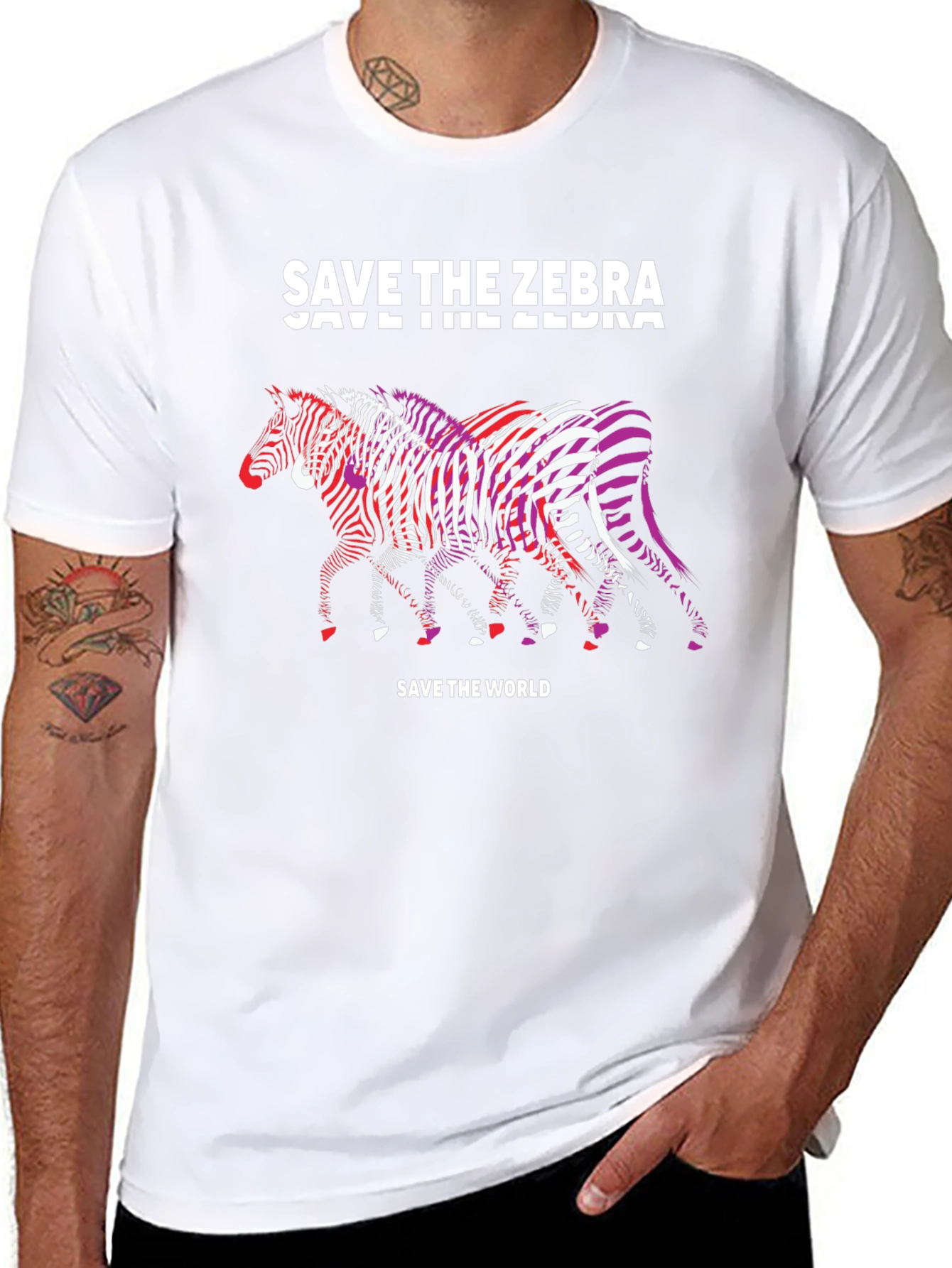 Save the Zebra Graphic T-Shirt - Black