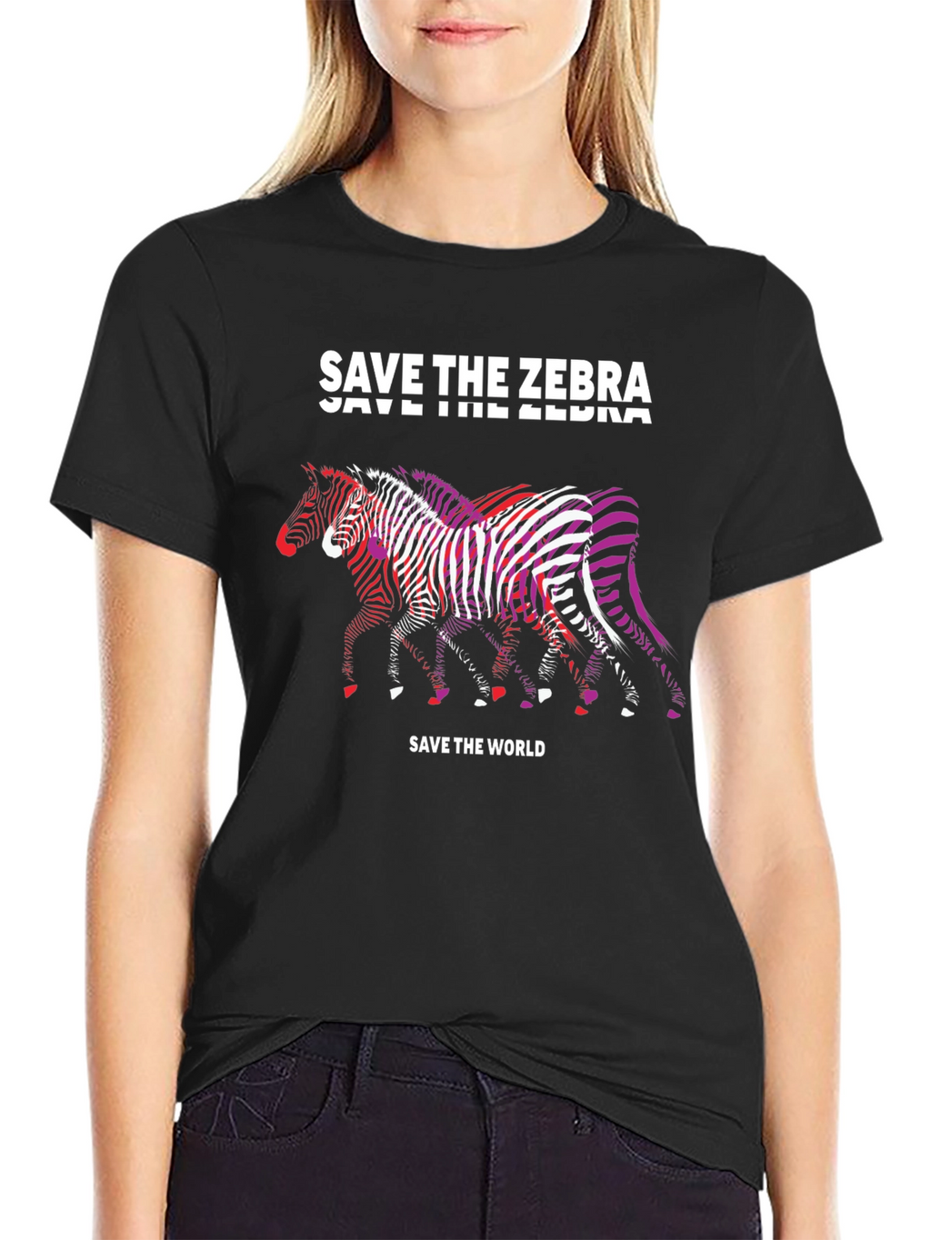 Save the Zebra Graphic T-Shirt - Black