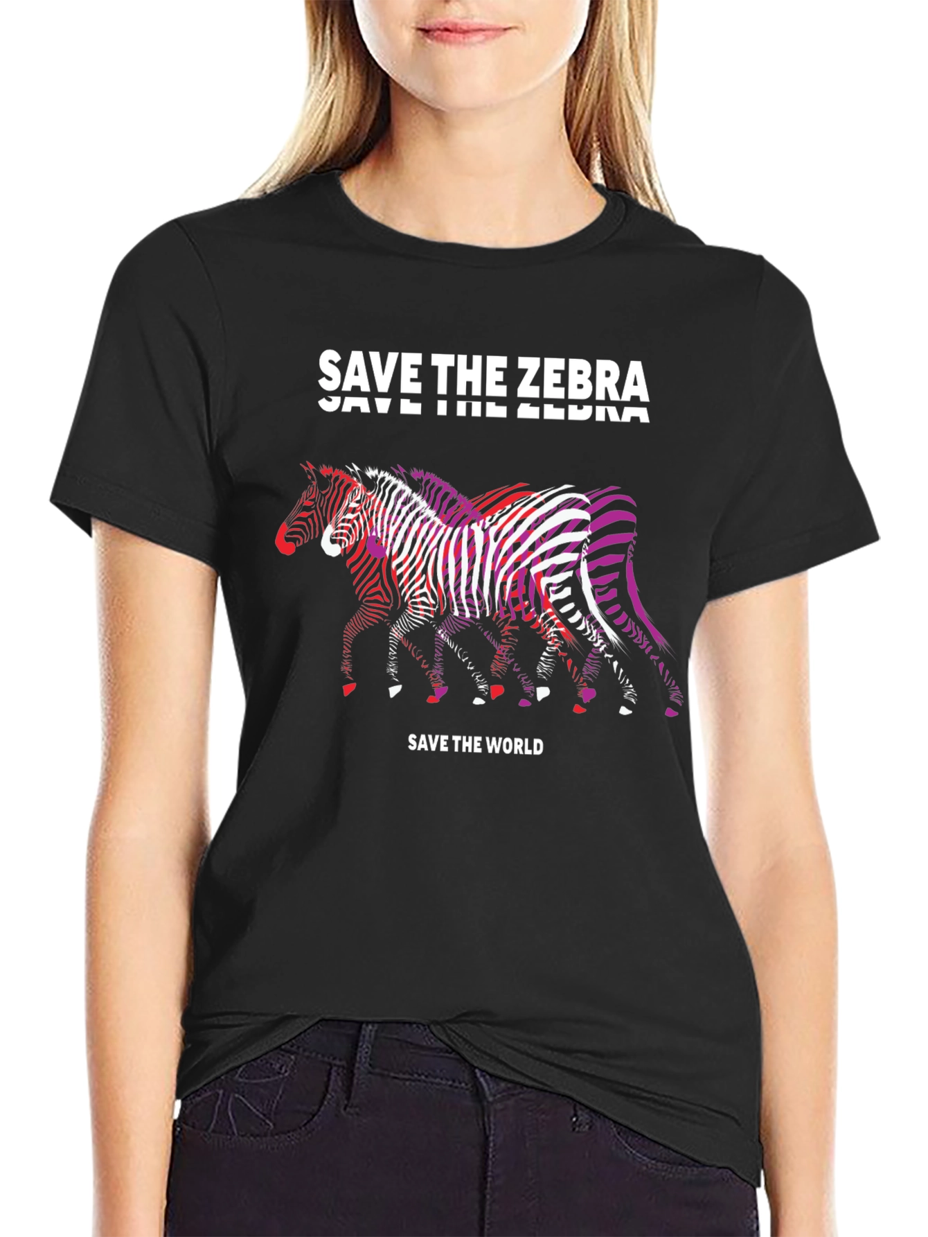 Save the Zebra Graphic T-Shirt - Black