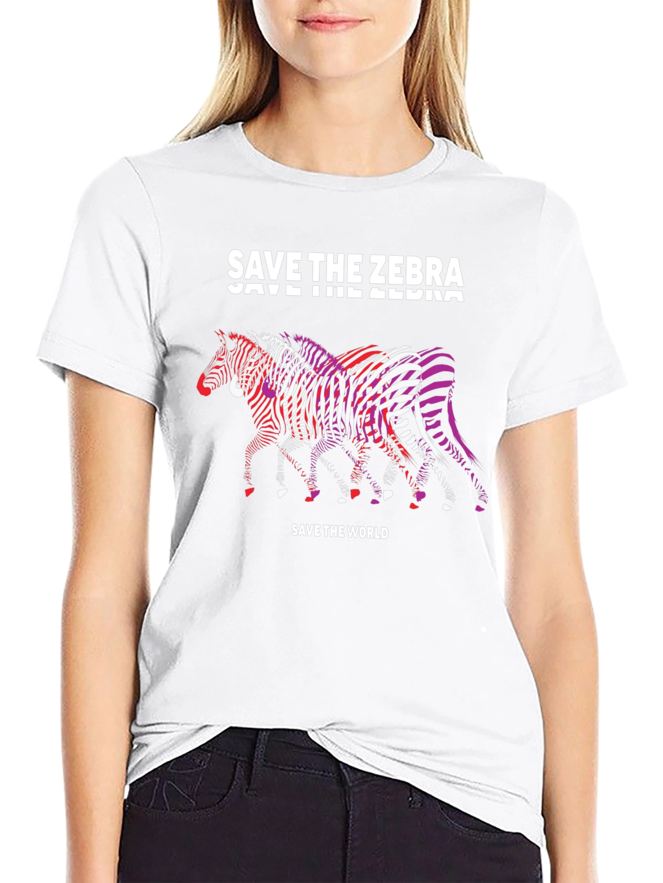 Save the Zebra Graphic T-Shirt - Black