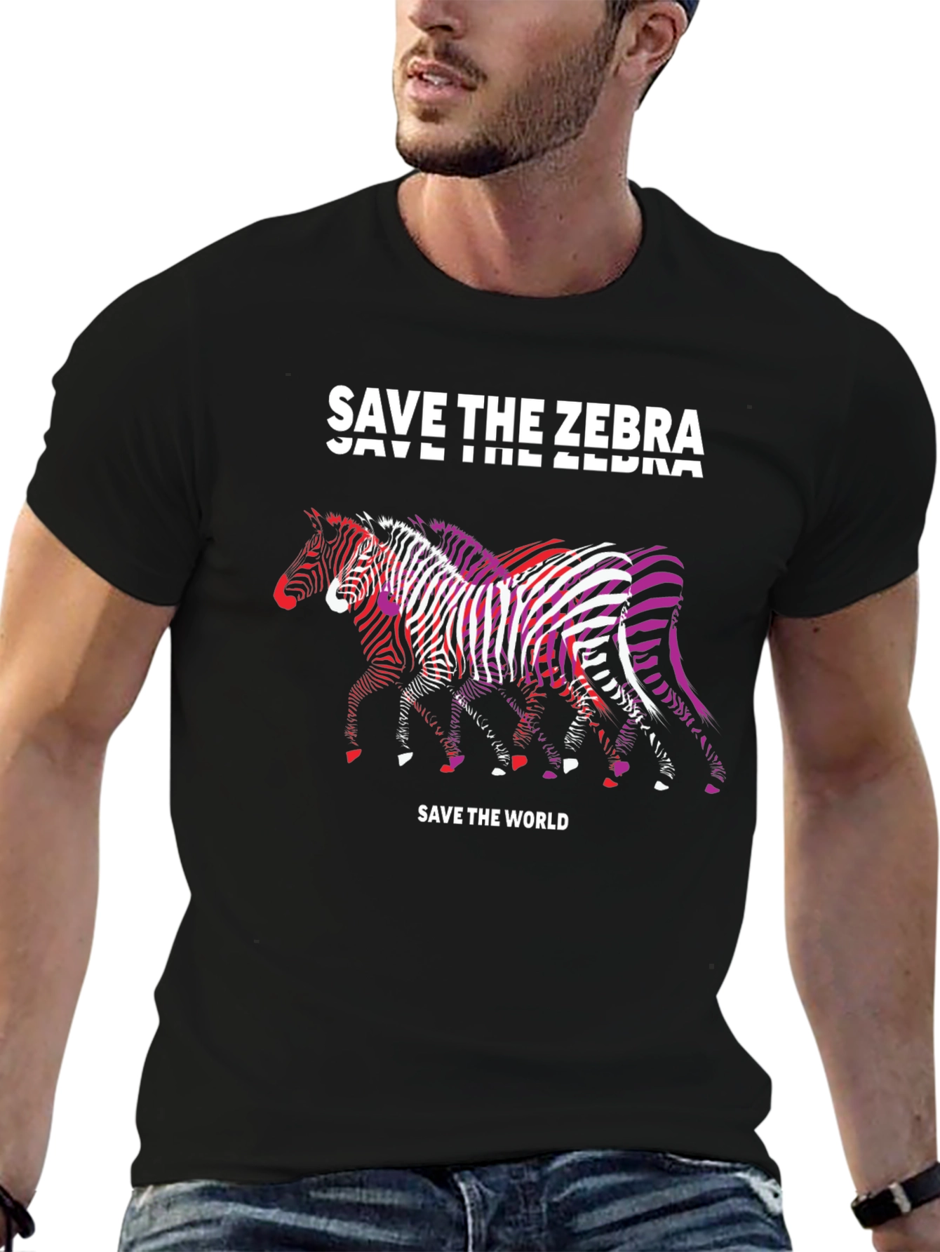 Save the Zebra Graphic T-Shirt - Black