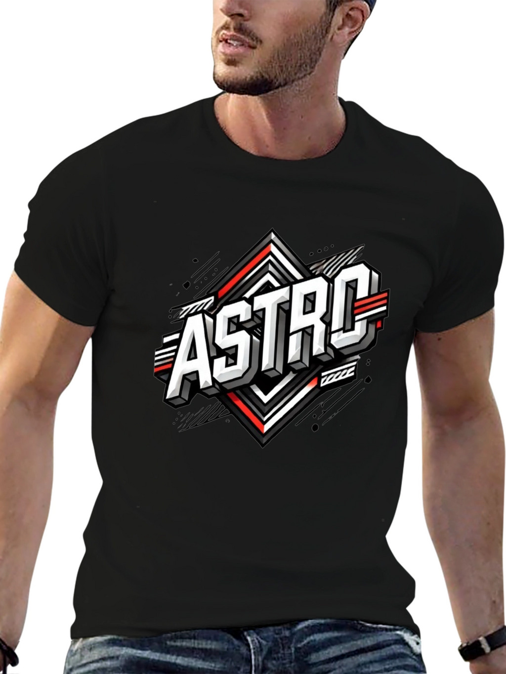 Astro Graphic Tee - Stylish Black Cotton Blend