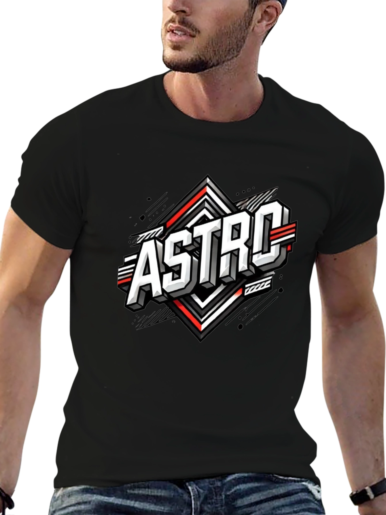 Astro Graphic Tee - Stylish Black Cotton Blend