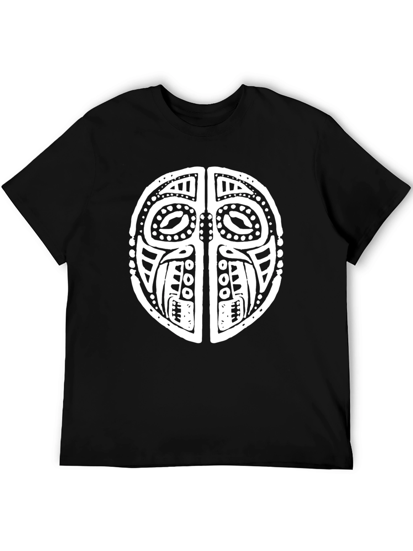 Tribal Mask Graphic T-Shirt - Black