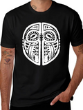 Tribal Mask Graphic T-Shirt - Black