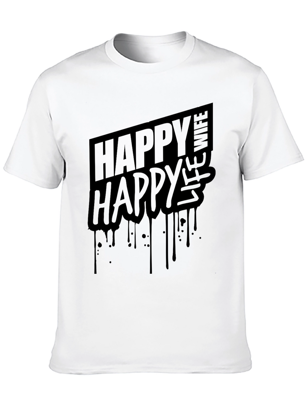 Happy Wife Happy Life T-Shirt - Black Graphic Tee