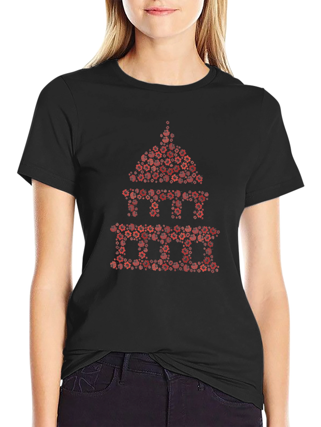 Floral Capitol Building Graphic Tee - Black