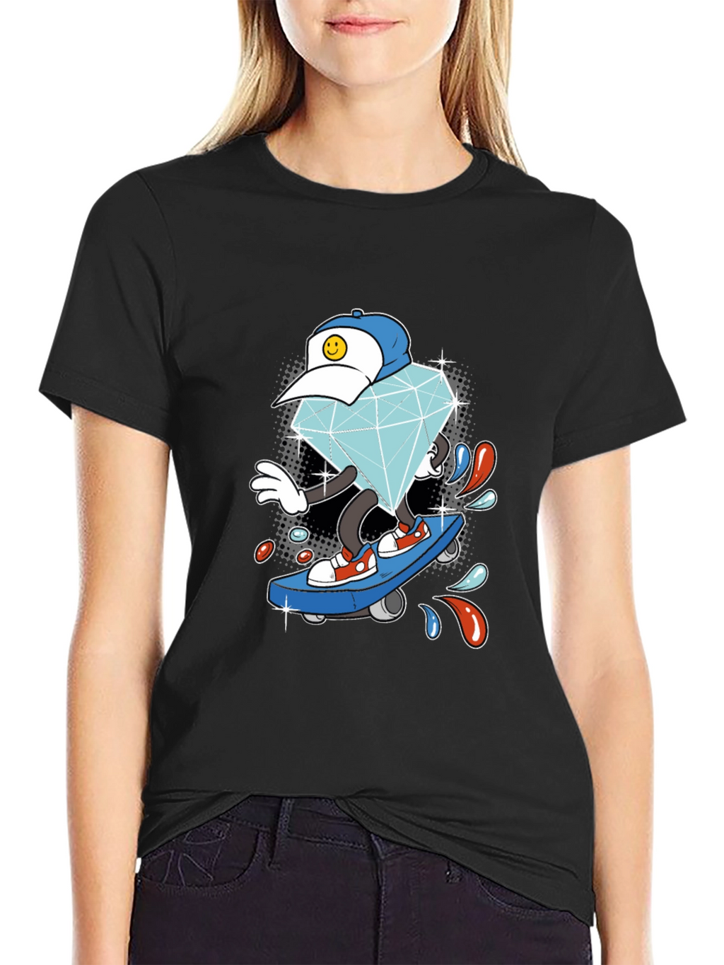 Diamond Skateboarder Black T-Shirt