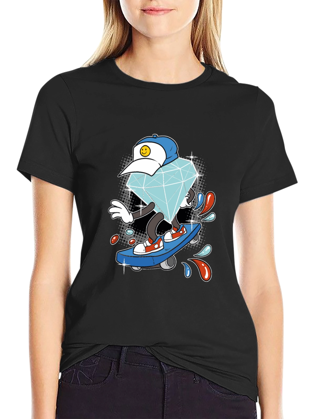 Diamond Skateboarder Black T-Shirt
