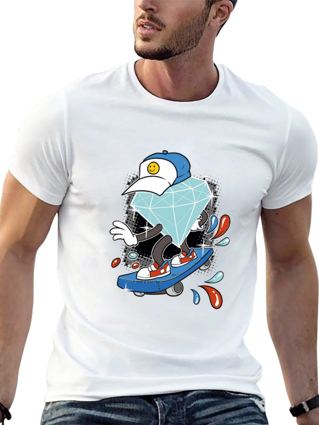 Diamond Skateboarder Black T-Shirt
