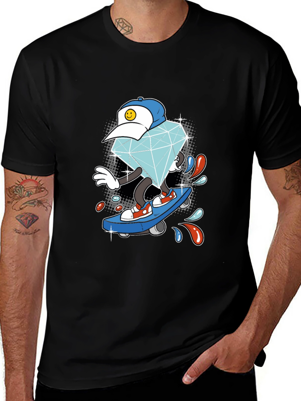 Diamond Skateboarder Black T-Shirt