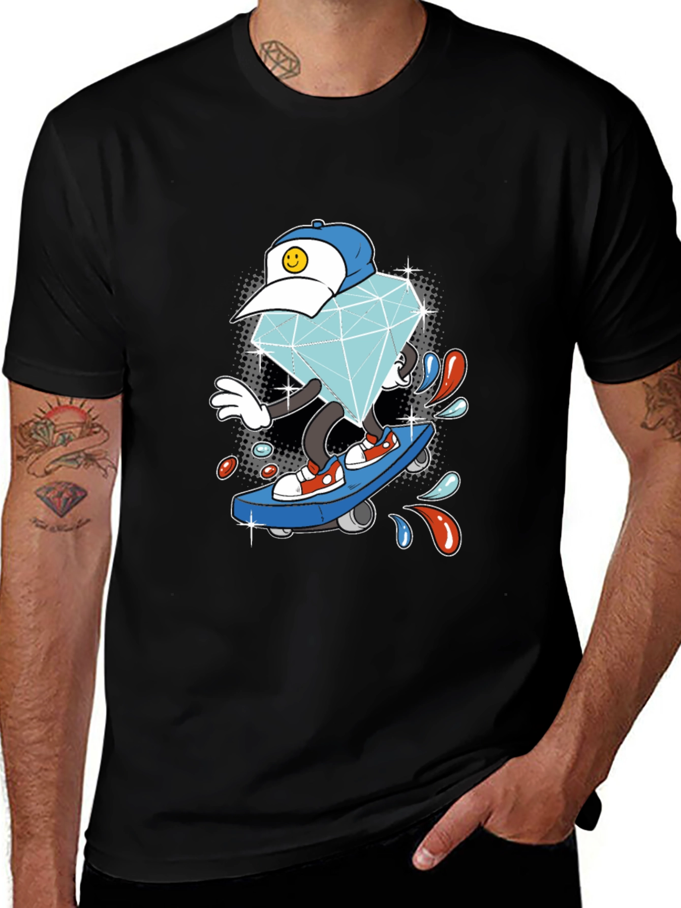 Diamond Skateboarder Black T-Shirt