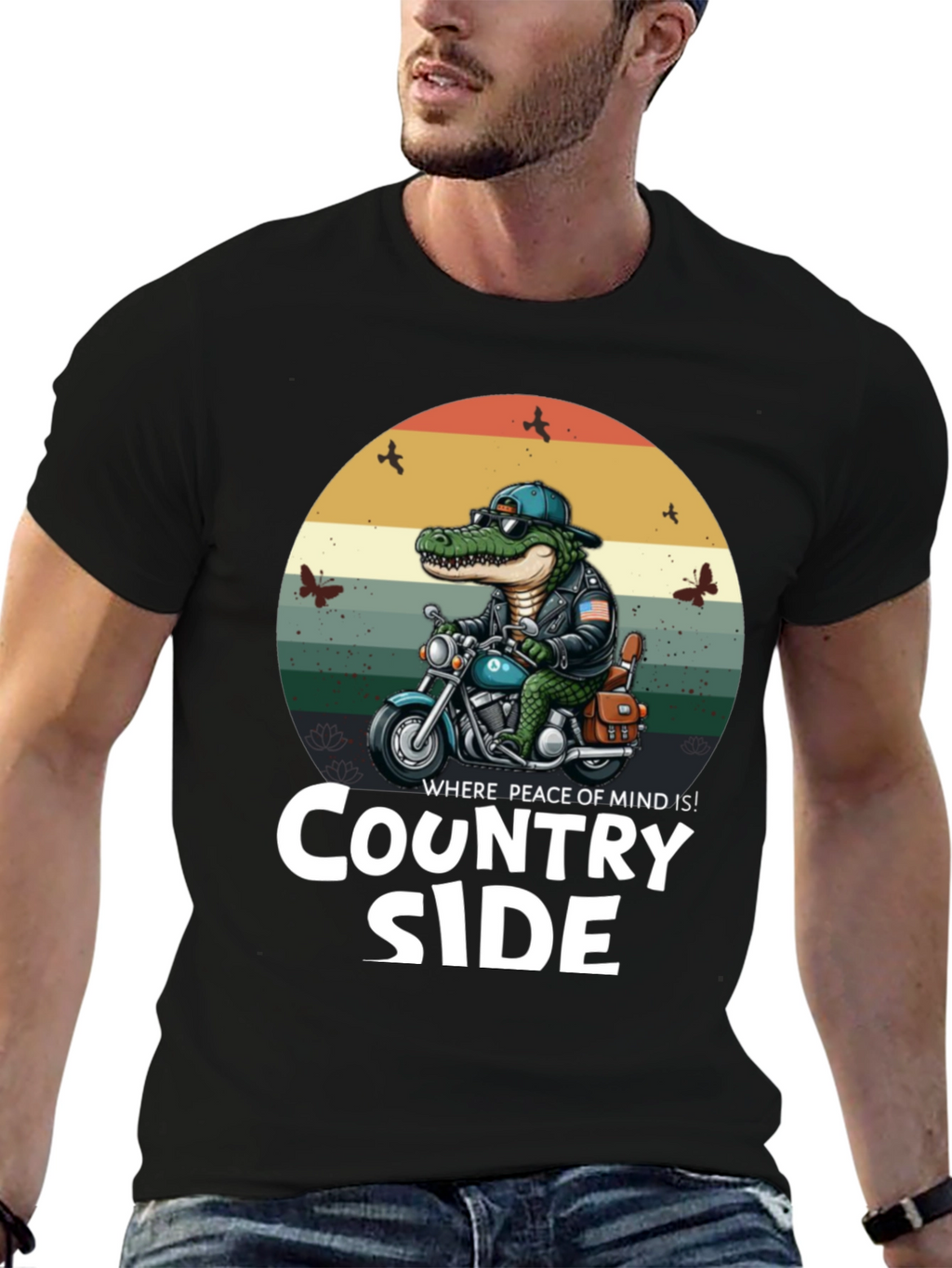 Country Side Alligator Biker T-Shirt