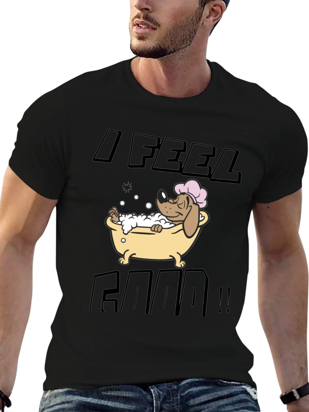 I Feel Good! Dog in Bathtub Graphic T-Shirt