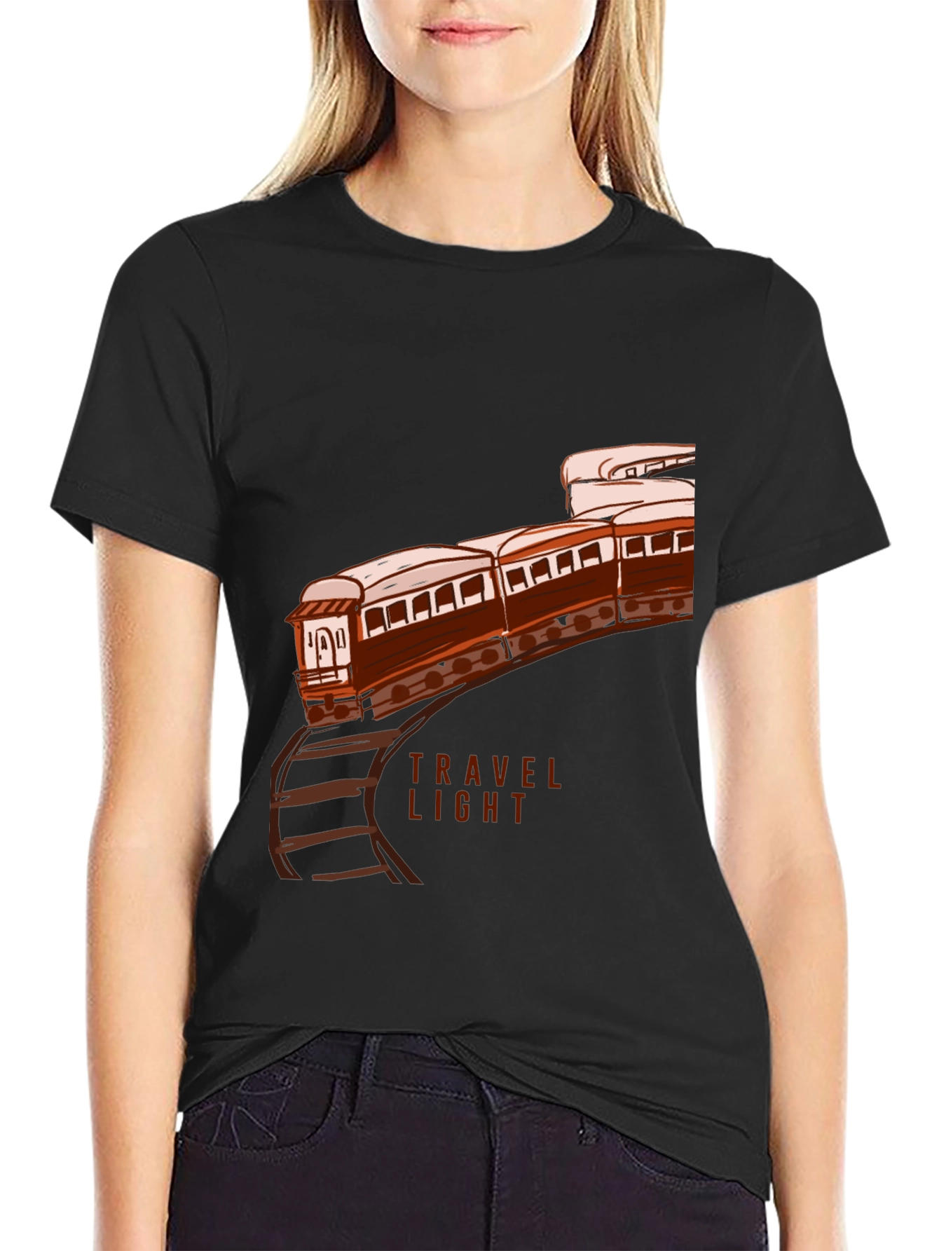 Travel Light Train Graphic Tee