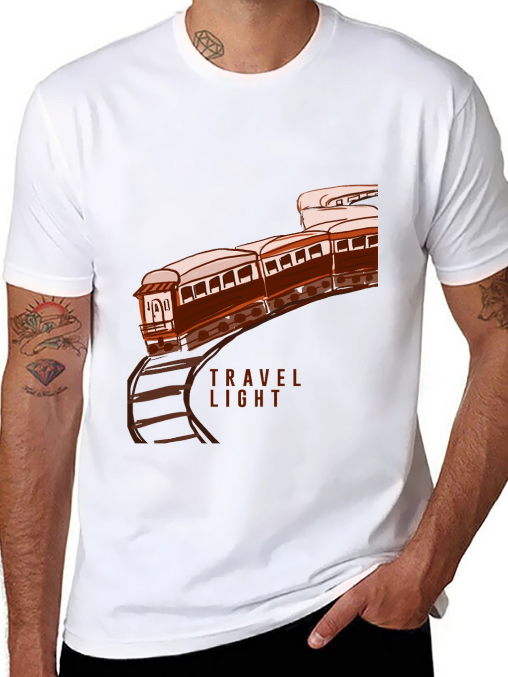 Travel Light Train Graphic Tee