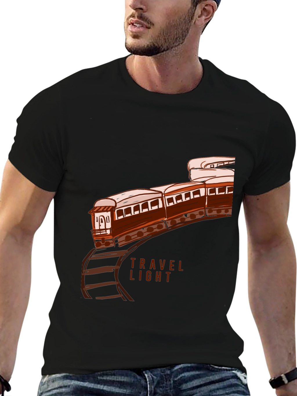 Travel Light Train Graphic Tee