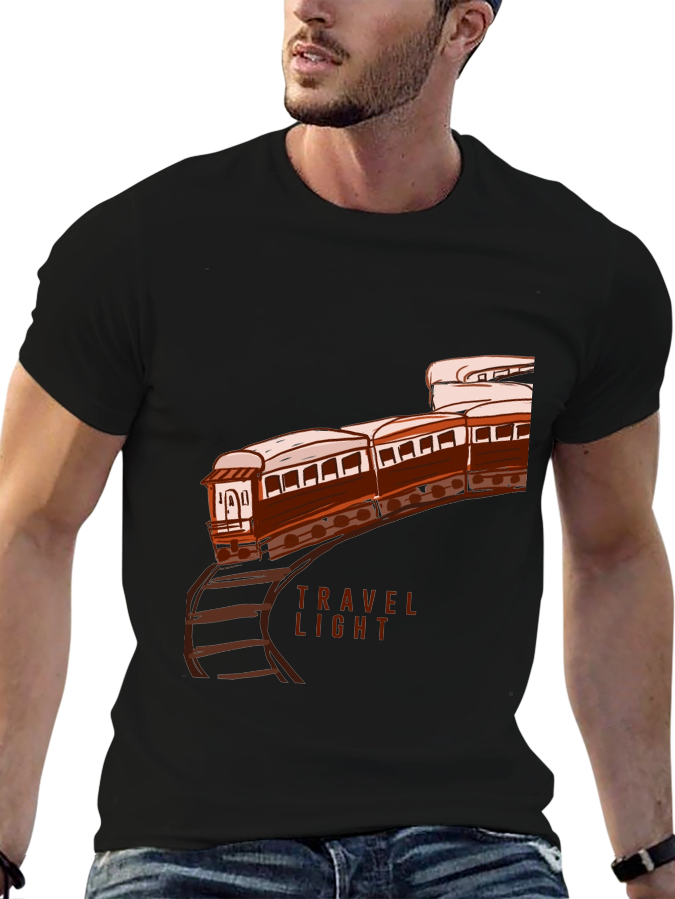 Travel Light Train Graphic Tee