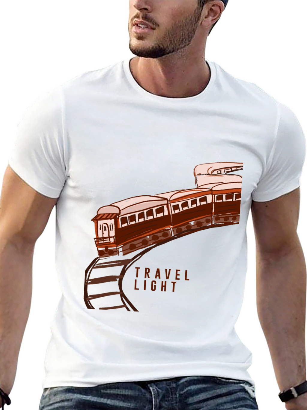 Travel Light Train Graphic Tee