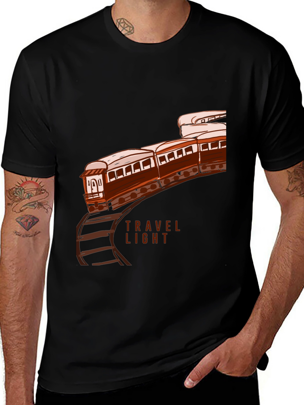 Travel Light Train Graphic Tee