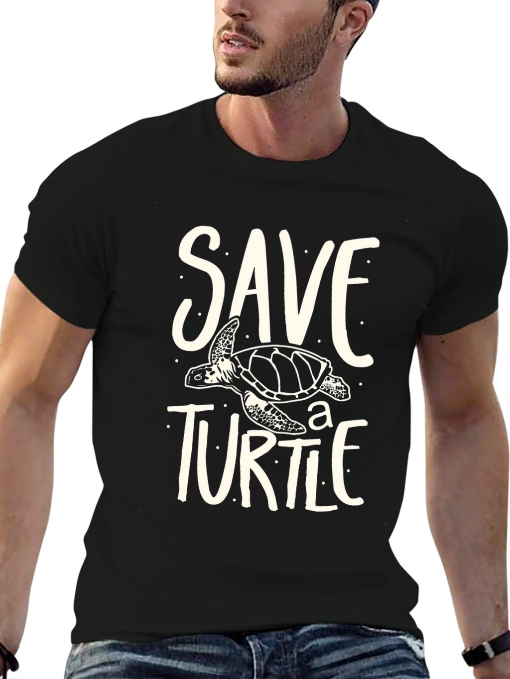 Save A Turtle Graphic Tee - Black Unisex T-Shirt