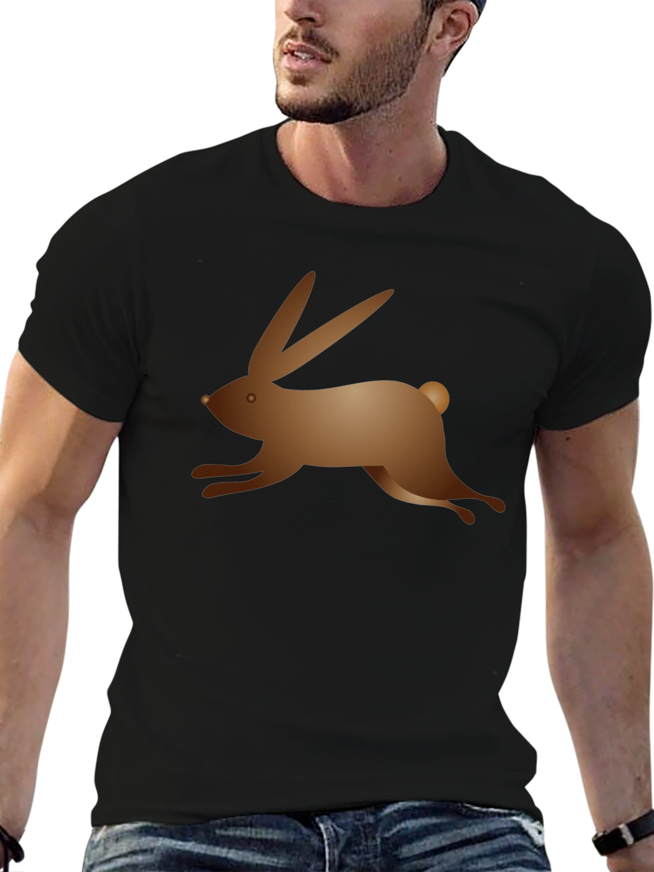 Black T-Shirt with Bunny Graphic