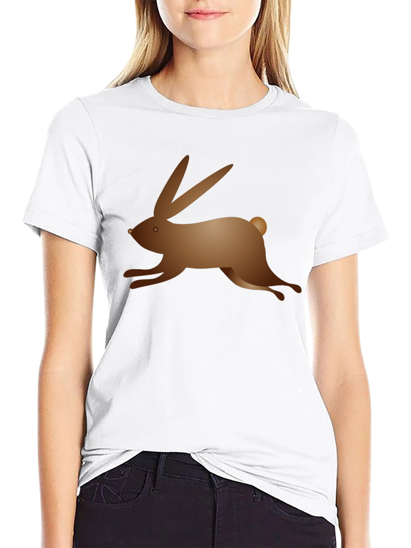 Black T-Shirt with Bunny Graphic