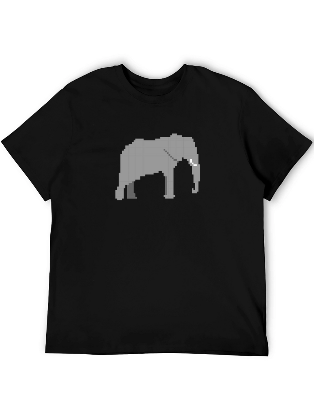 Pixel Elephant Black T-Shirt - Retro Style