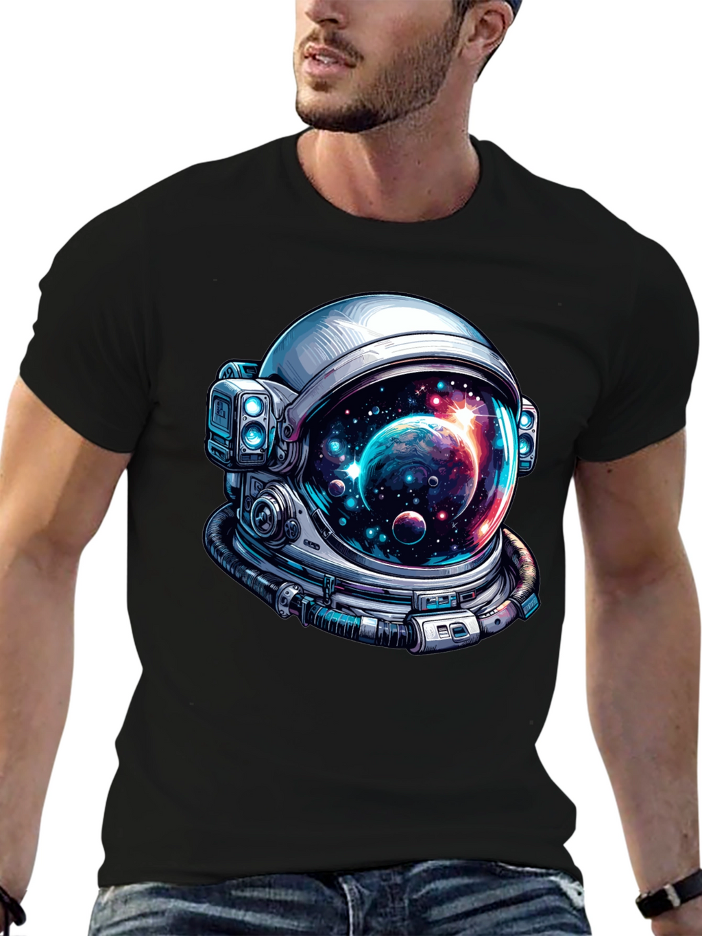 Astronaut Helmet Graphic Tee - Space Lover