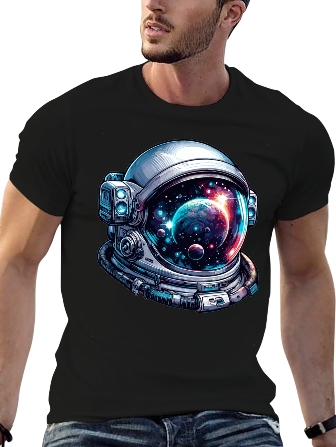 Astronaut Helmet Graphic Tee - Space Lover