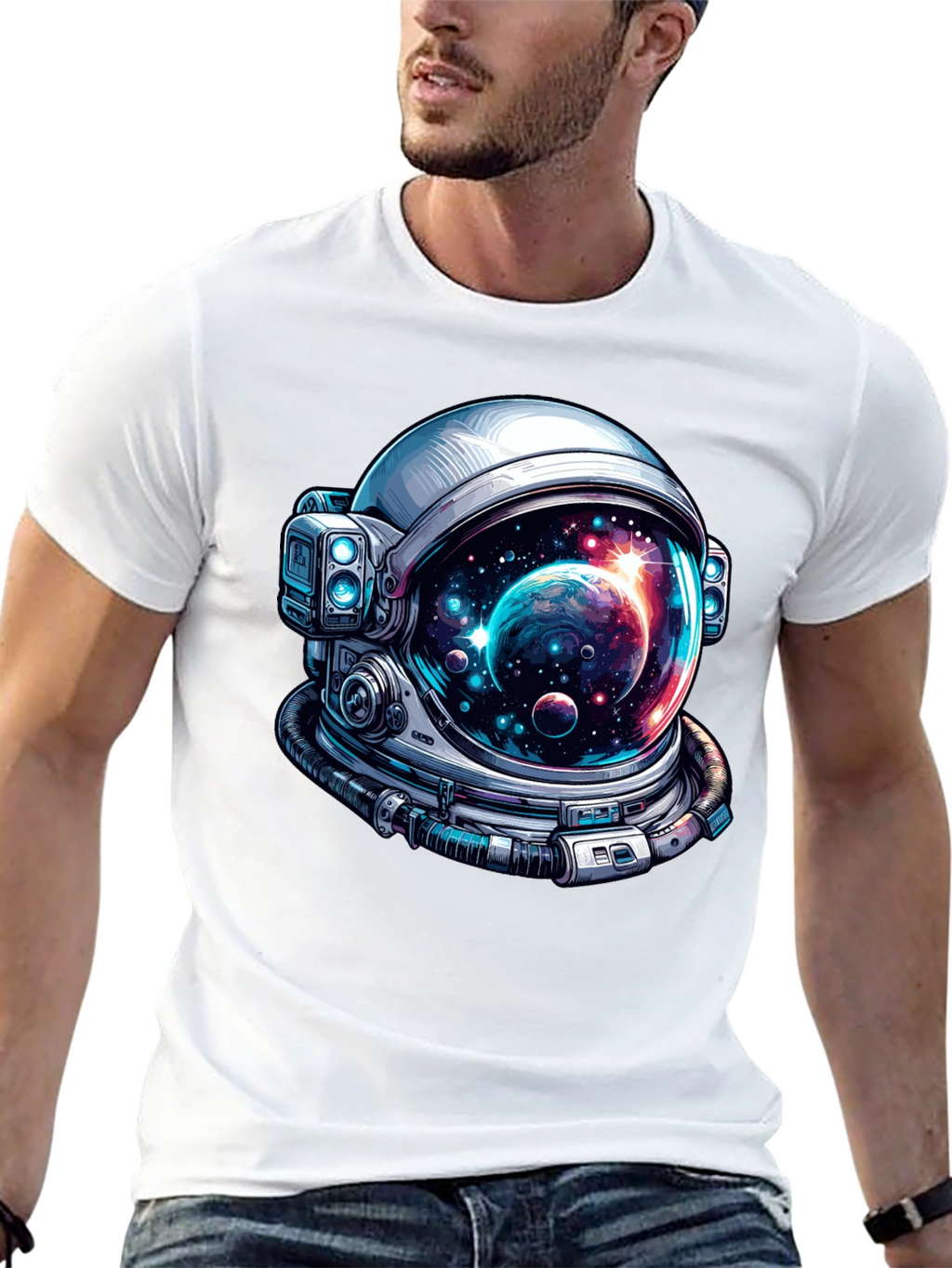 Astronaut Helmet Graphic Tee - Space Lover