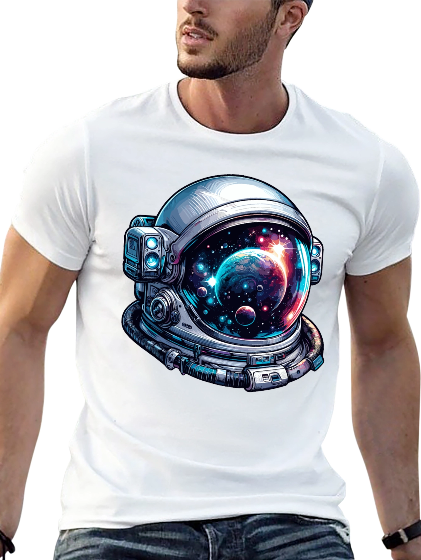 Astronaut Helmet Graphic Tee - Space Lover