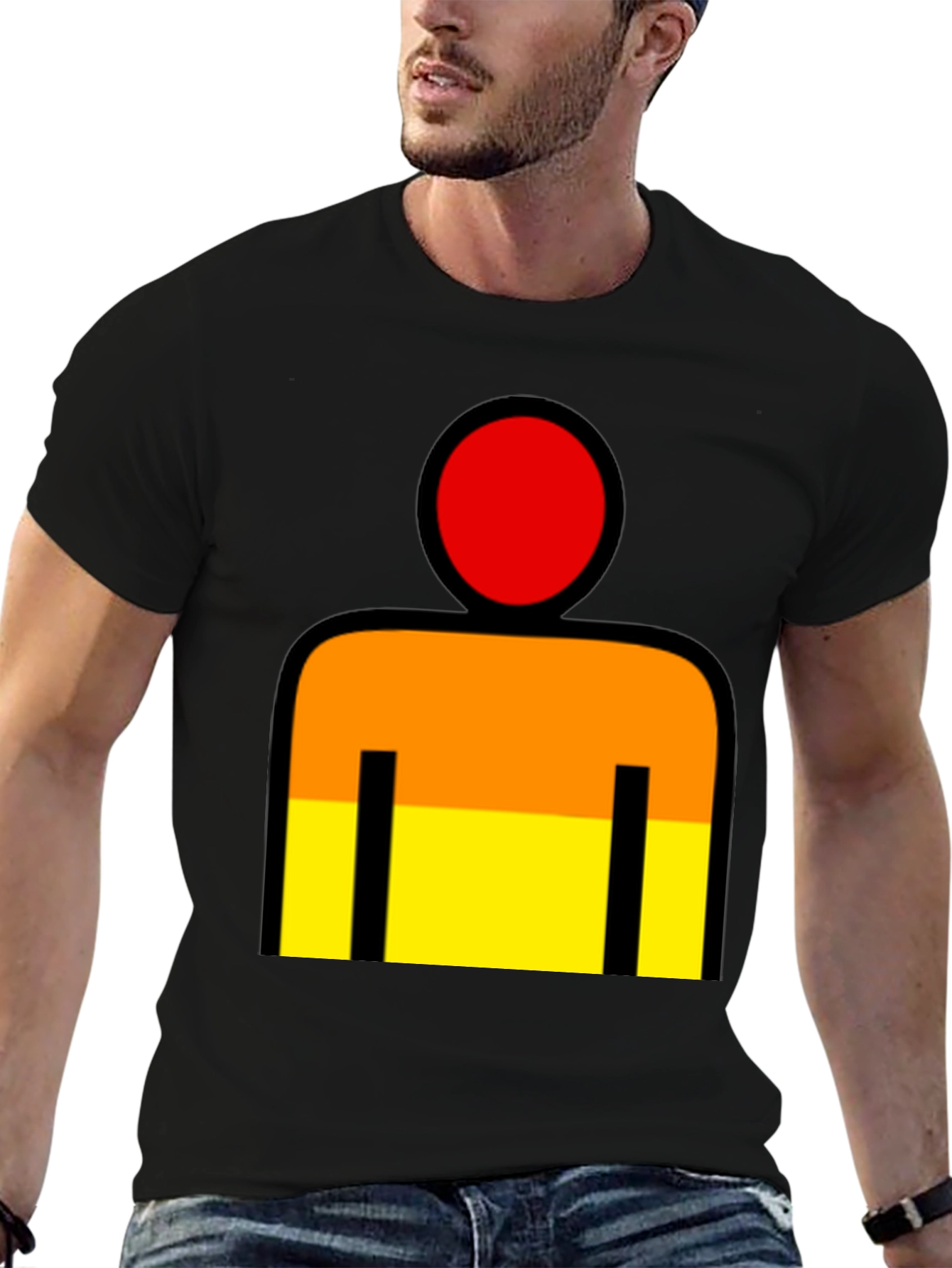 Abstract Figure Graphic T-Shirt - Black