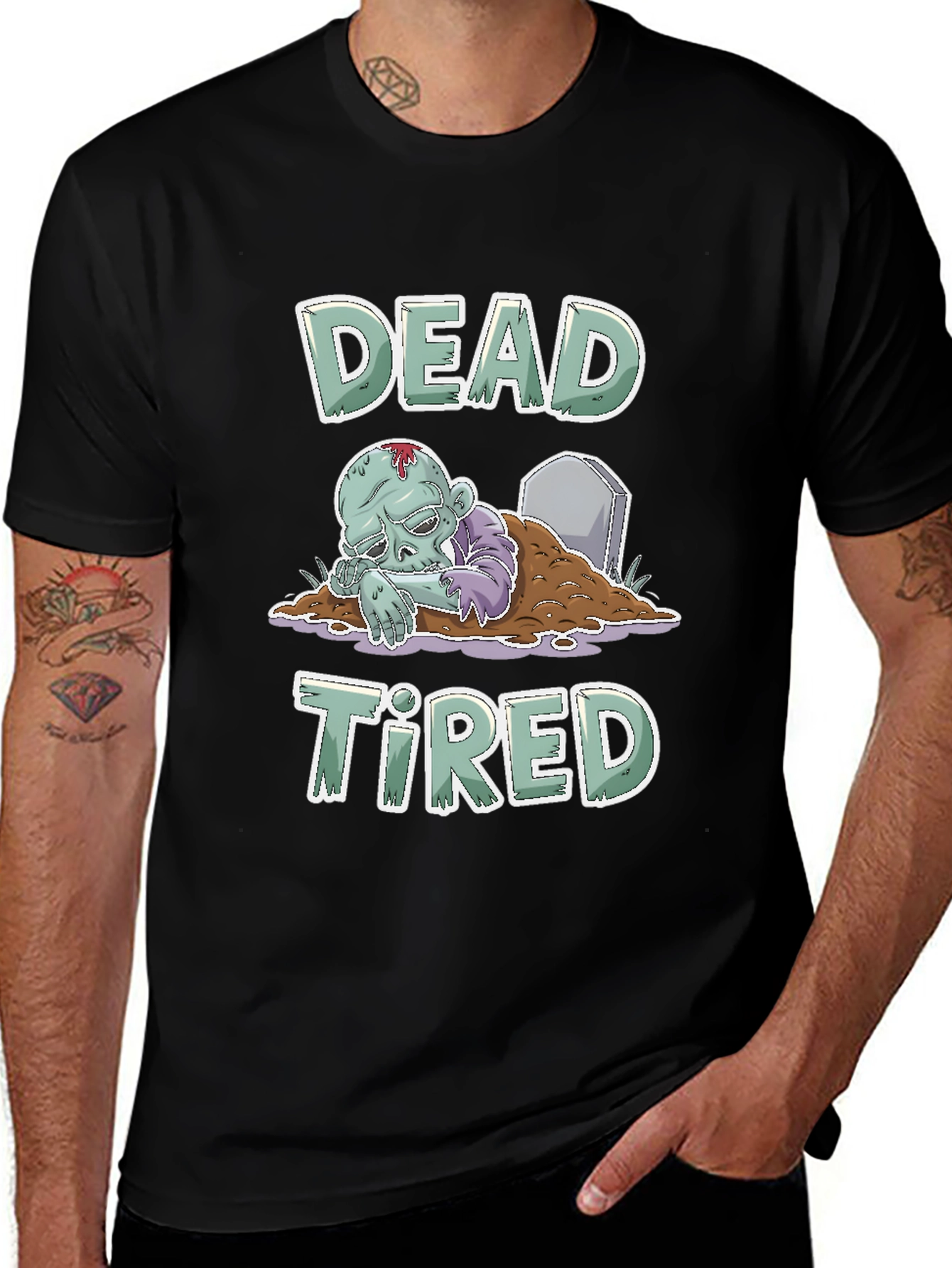Dead Tired Zombie T-Shirt - Funny Halloween Tee