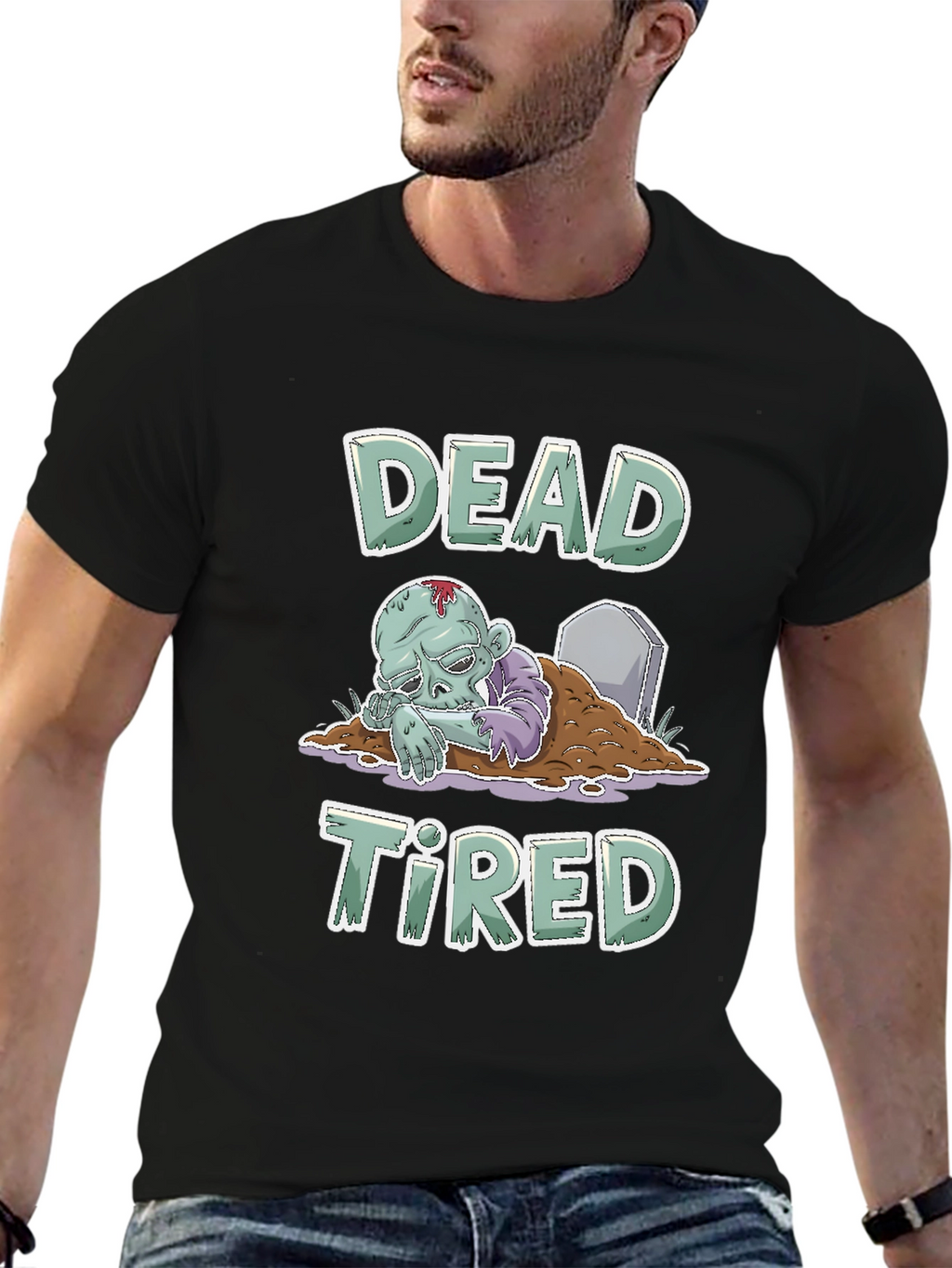 Dead Tired Zombie T-Shirt - Funny Halloween Tee