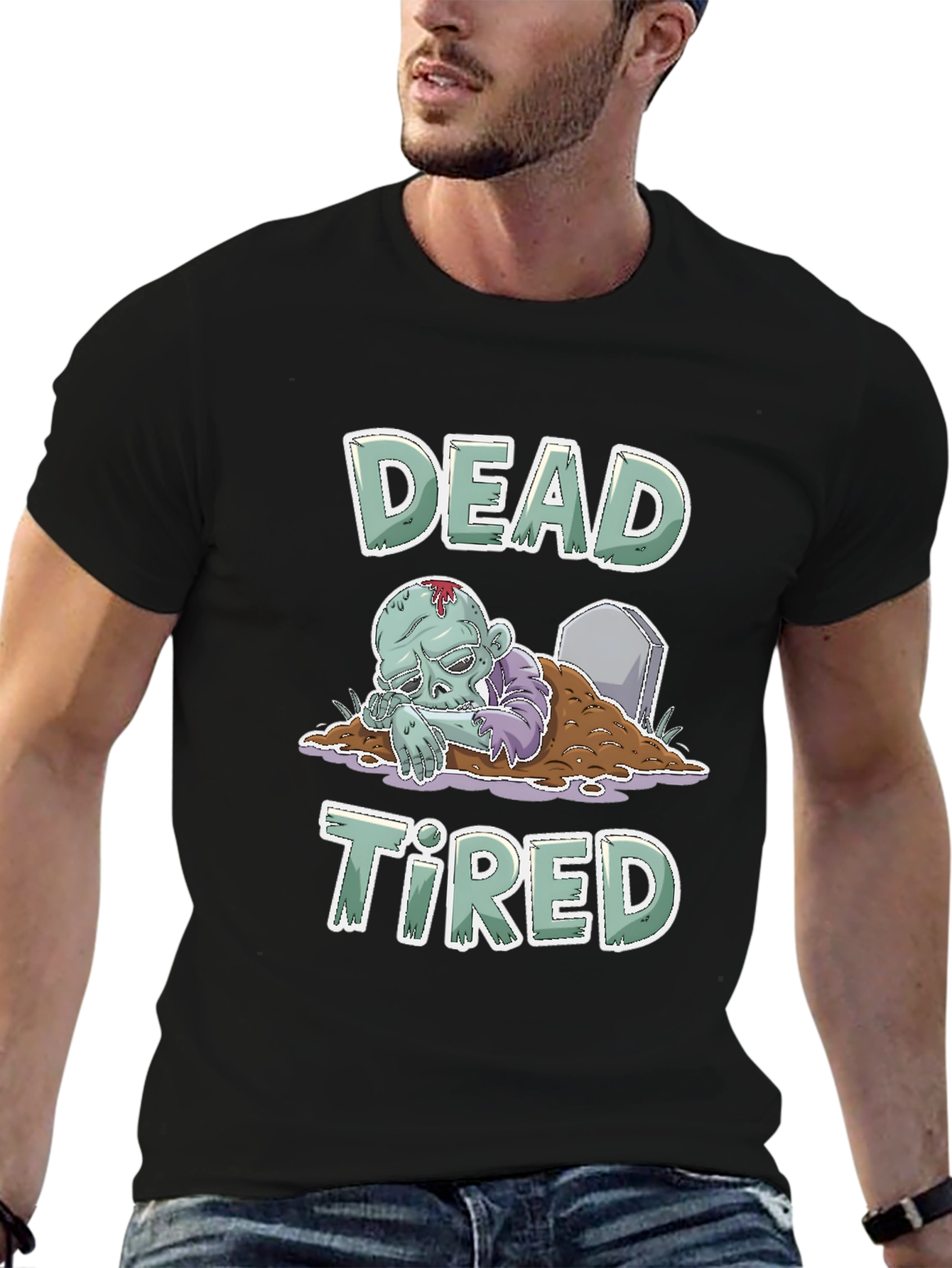Dead Tired Zombie T-Shirt - Funny Halloween Tee