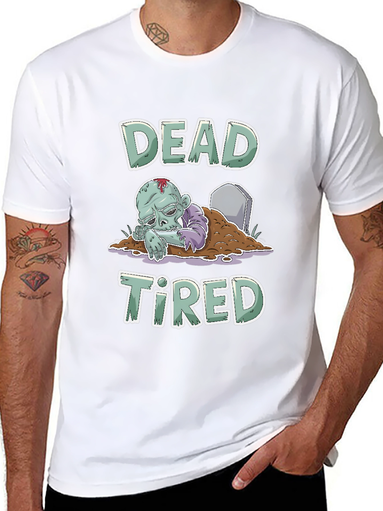 Dead Tired Zombie T-Shirt - Funny Halloween Tee