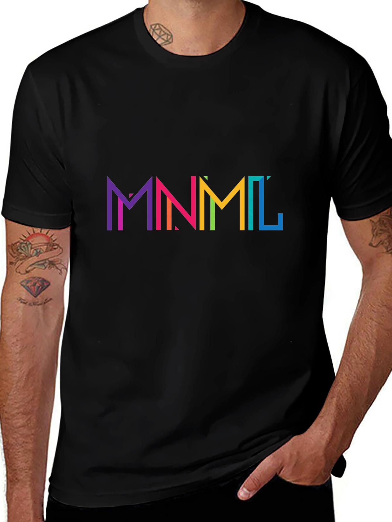 MNML Rainbow Graphic Black T-Shirt