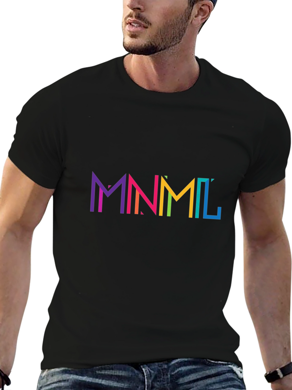 MNML Rainbow Graphic Black T-Shirt