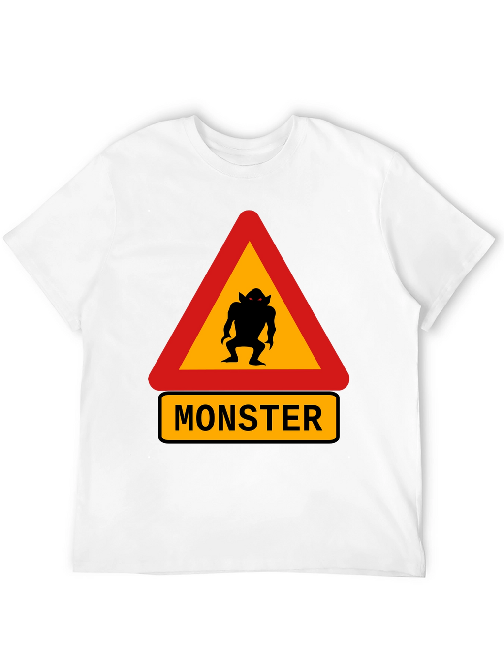 Monster Warning Sign Black T-Shirt