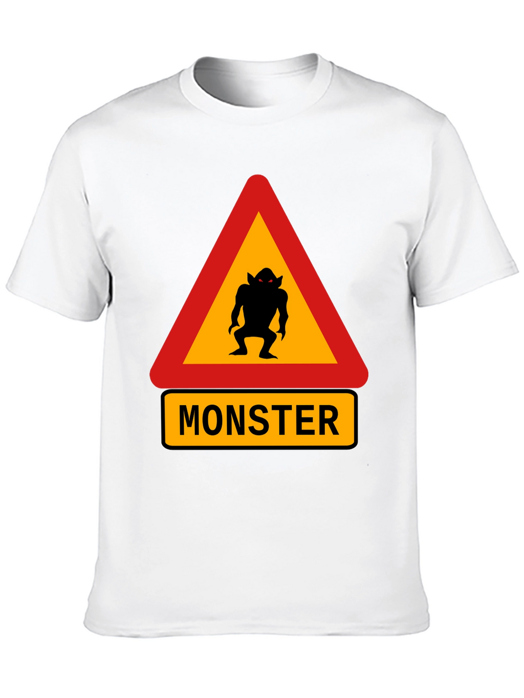 Monster Warning Sign Black T-Shirt